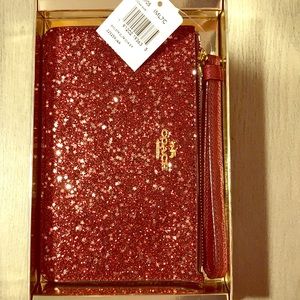 Coach Star Glitter Corner Zip Wristlet